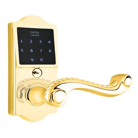 Emtek EMTouch Classic Keypad with Right Handed Rope Lever in Polished Brass