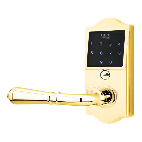 Emtek EMTouch Classic Keypad with Left Handed Turino Lever in Polished Brass