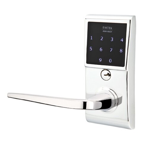 Emtek Athena Left Hand Emtouch Lever with Electronic Touchscreen Lock in Polished Chrome