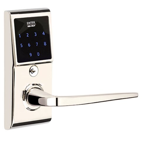 Emtek Athena Right Hand Emtouch Lever with Electronic Touchscreen Lock in Polished Nickel