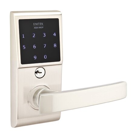 Emtek Geneva Right Hand Emtouch Lever with Electronic Touchscreen Lock in Satin Nickel