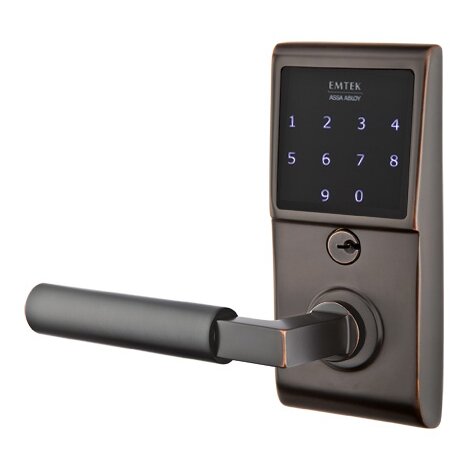 Emtek Hercules Left Hand Emtouch Lever with Electronic Touchscreen Lock in Oil Rubbed Bronze