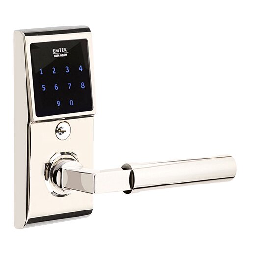 Emtek Hercules Right Hand Emtouch Lever with Electronic Touchscreen Lock in Polished Nickel