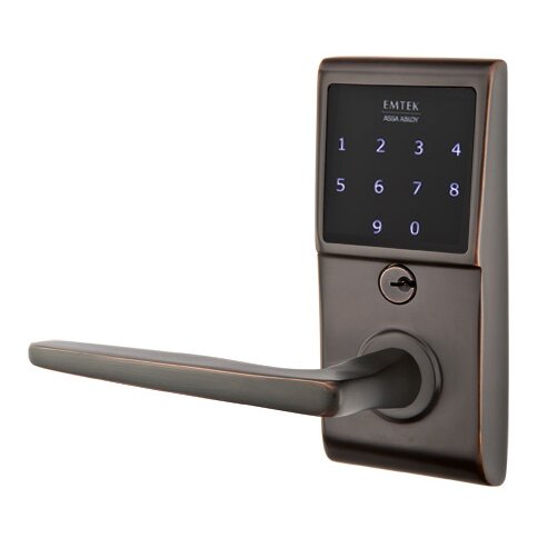 Emtek Hermes Left Hand Emtouch Lever with Electronic Touchscreen Lock in Oil Rubbed Bronze