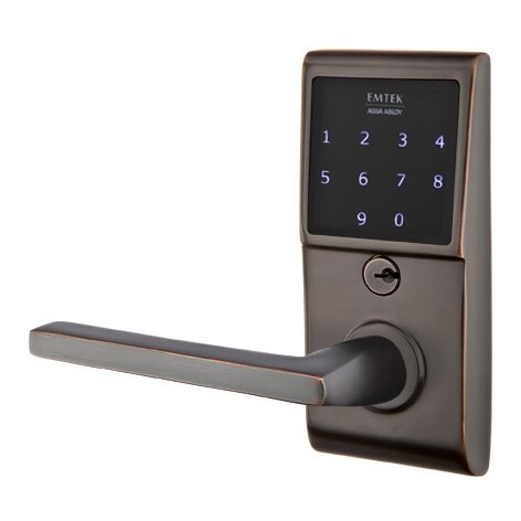 Emtek Helios Left Hand Emtouch Lever with Electronic Touchscreen Lock in Oil Rubbed Bronze