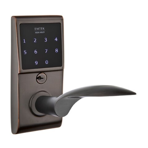Emtek Mercury Right Hand Emtouch Lever with Electronic Touchscreen Lock in Oil Rubbed Bronze