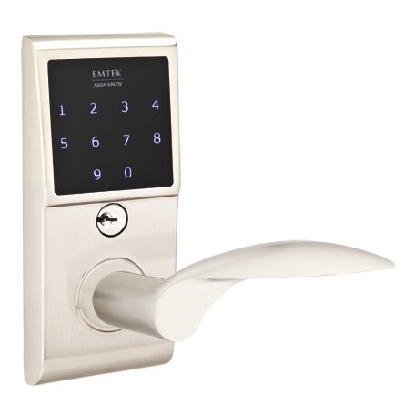 Emtek Mercury Right Hand Emtouch Lever with Electronic Touchscreen Lock in Satin Nickel