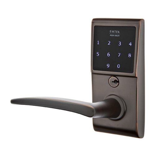Emtek Poseidon Left Hand Emtouch Lever with Electronic Touchscreen Lock in Oil Rubbed Bronze