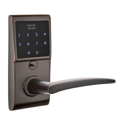 Emtek Poseidon Right Hand Emtouch Lever with Electronic Touchscreen Lock in Oil Rubbed Bronze