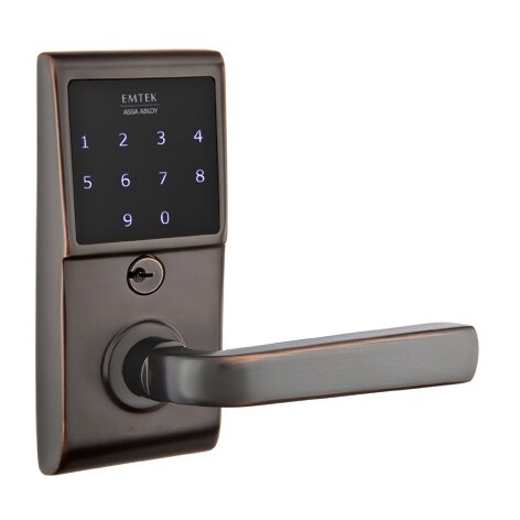 Emtek Sion Right Hand Emtouch Lever with Electronic Touchscreen Lock in Oil Rubbed Bronze
