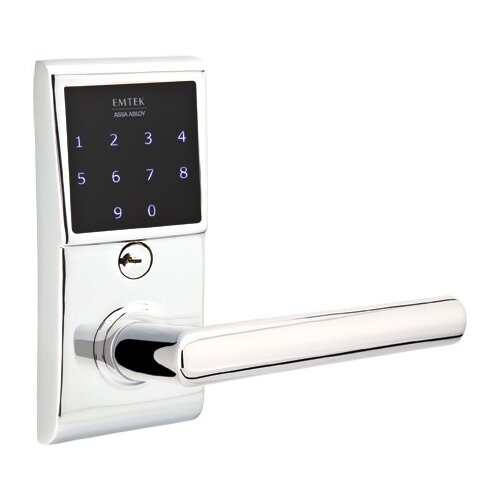 Emtek Stuttgart Right Hand Emtouch Lever with Electronic Touchscreen Lock in Polished Chrome
