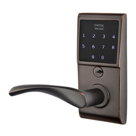 Emtek Triton Left Hand Emtouch Lever with Electronic Touchscreen Lock in Oil Rubbed Bronze
