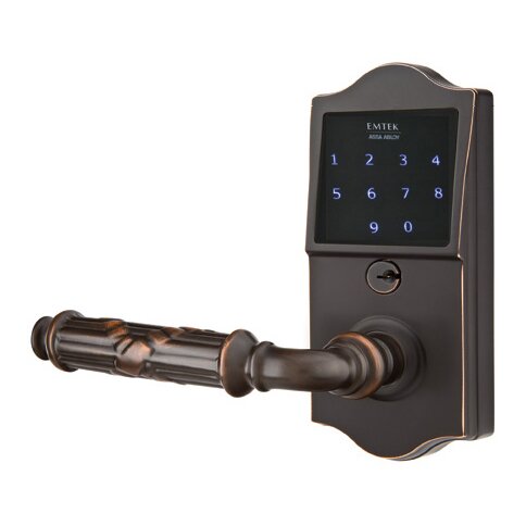 Emtek EMTouch Classic Keypad with Left Handed Ribbon & Reed Lever Storeroom in Oil Rubbed Bronze
