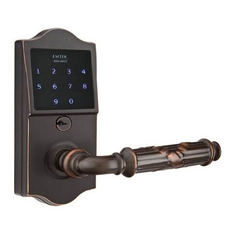 Emtek EMTouch Classic Keypad with Right Handed Ribbon & Reed Lever Storeroom in Oil Rubbed Bronze