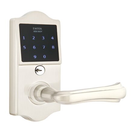 Emtek EMTouch Classic Keypad with Right Handed Wembley Lever Storeroom in Satin Nickel