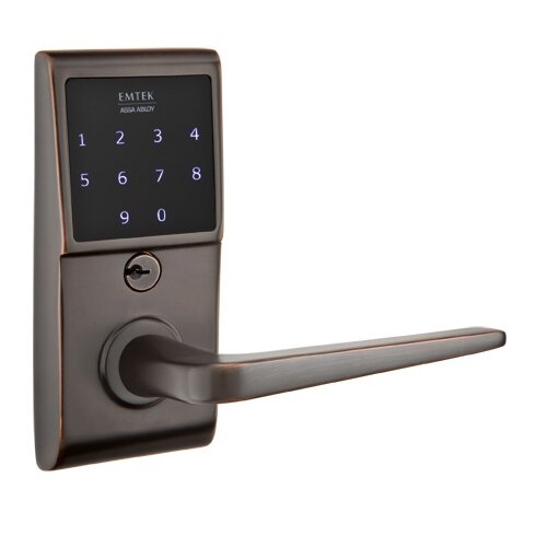 Emtek Athena Right Hand Emtouch Storeroom Lever with Electronic Touchscreen Lock in Oil Rubbed Bronze