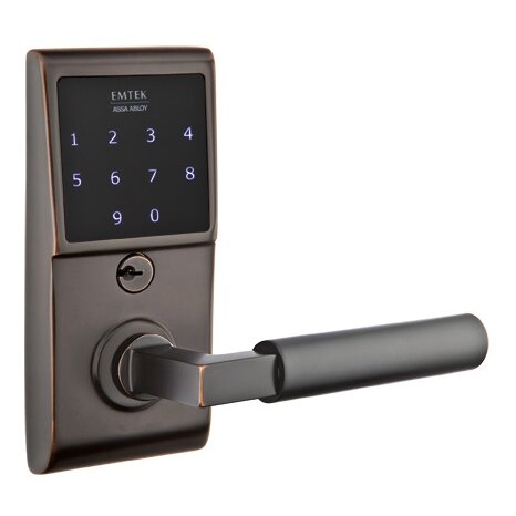 Emtek Hercules Right Hand Emtouch Storeroom Lever with Electronic Touchscreen Lock in Oil Rubbed Bronze