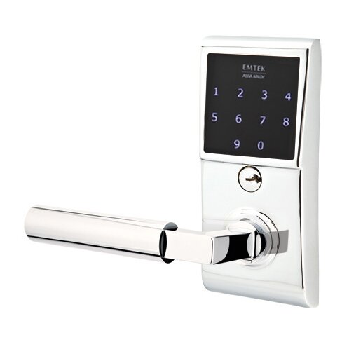 Emtek Hercules Left Hand Emtouch Storeroom Lever with Electronic Touchscreen Lock in Polished Chrome