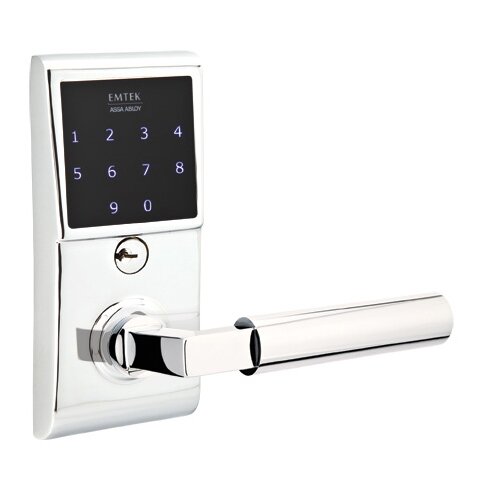 Emtek Hercules Right Hand Emtouch Storeroom Lever with Electronic Touchscreen Lock in Polished Chrome