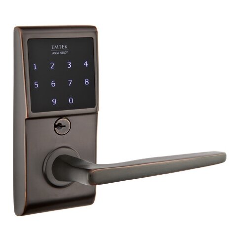 Emtek Hermes Right Hand Emtouch Storeroom Lever with Electronic Touchscreen Lock in Oil Rubbed Bronze