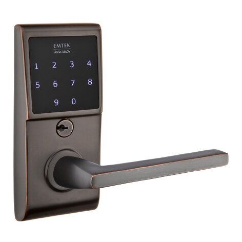 Emtek Helios Right Hand Emtouch Storeroom Lever with Electronic Touchscreen Lock in Oil Rubbed Bronze