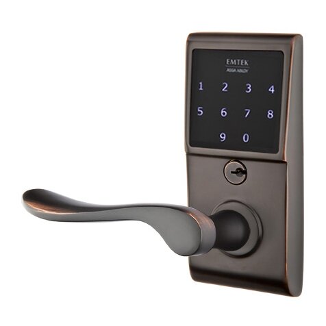 Emtek Luzern Left Hand Emtouch Storeroom Lever with Electronic Touchscreen Lock in Oil Rubbed Bronze