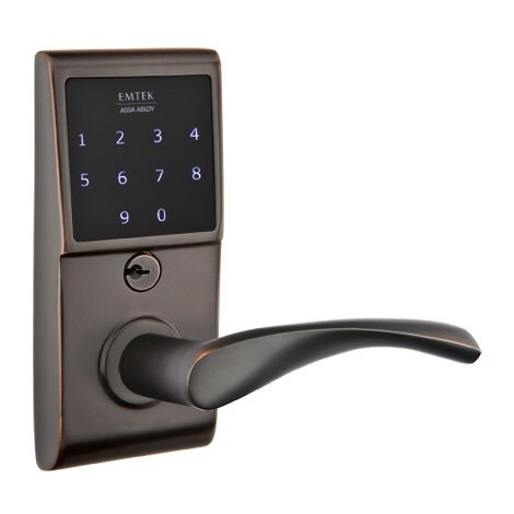 Emtek Triton Right Hand Emtouch Storeroom Lever with Electronic Touchscreen Lock in Oil Rubbed Bronze