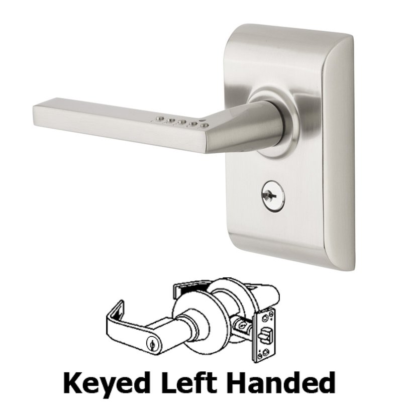 Emtek LISCIO Electronic Keypad Leverset with Bluetooth Programming with Left Handed Helios Lever in Satin Nickel