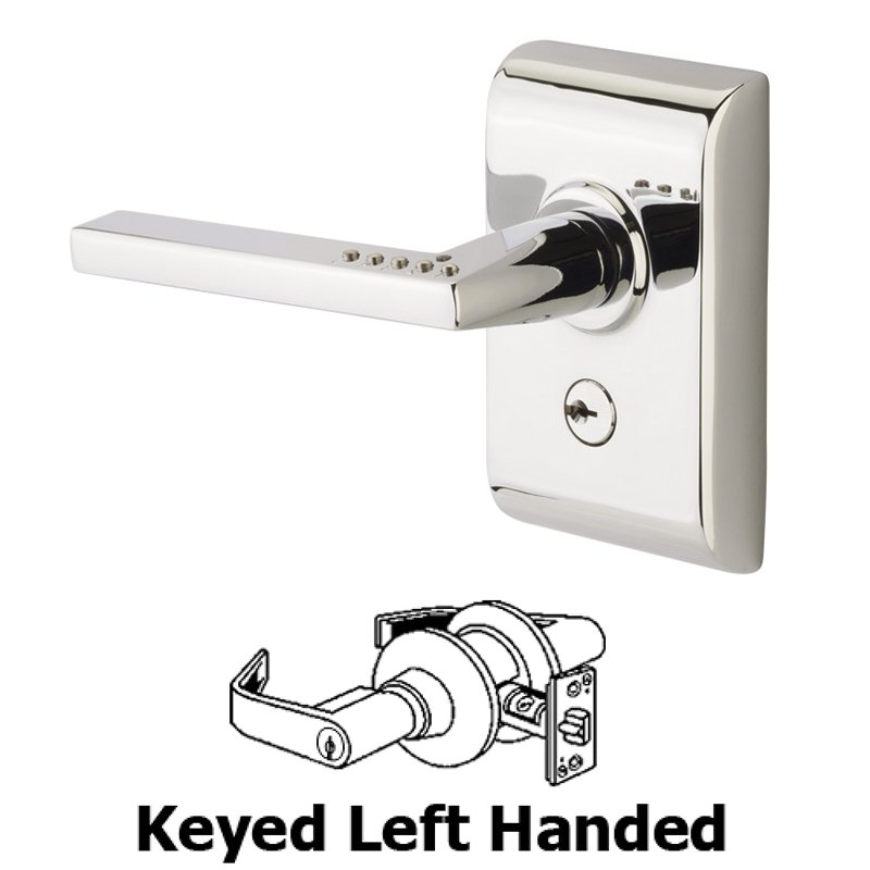Emtek LISCIO Electronic Keypad Leverset with Bluetooth Programming with Left Handed Helios Lever in Polished Chrome