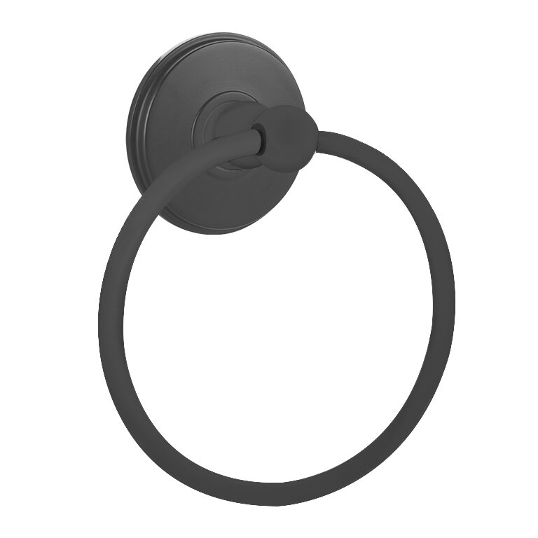 Emtek Towel Ring with Watford Rosette in Flat Black