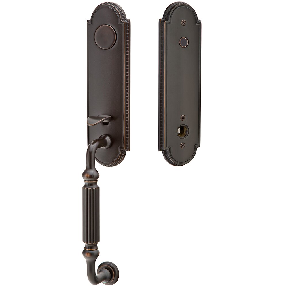 Emtek Dummy Orleans Handleset with Cortina Right Handed Lever in Oil Rubbed Bronze