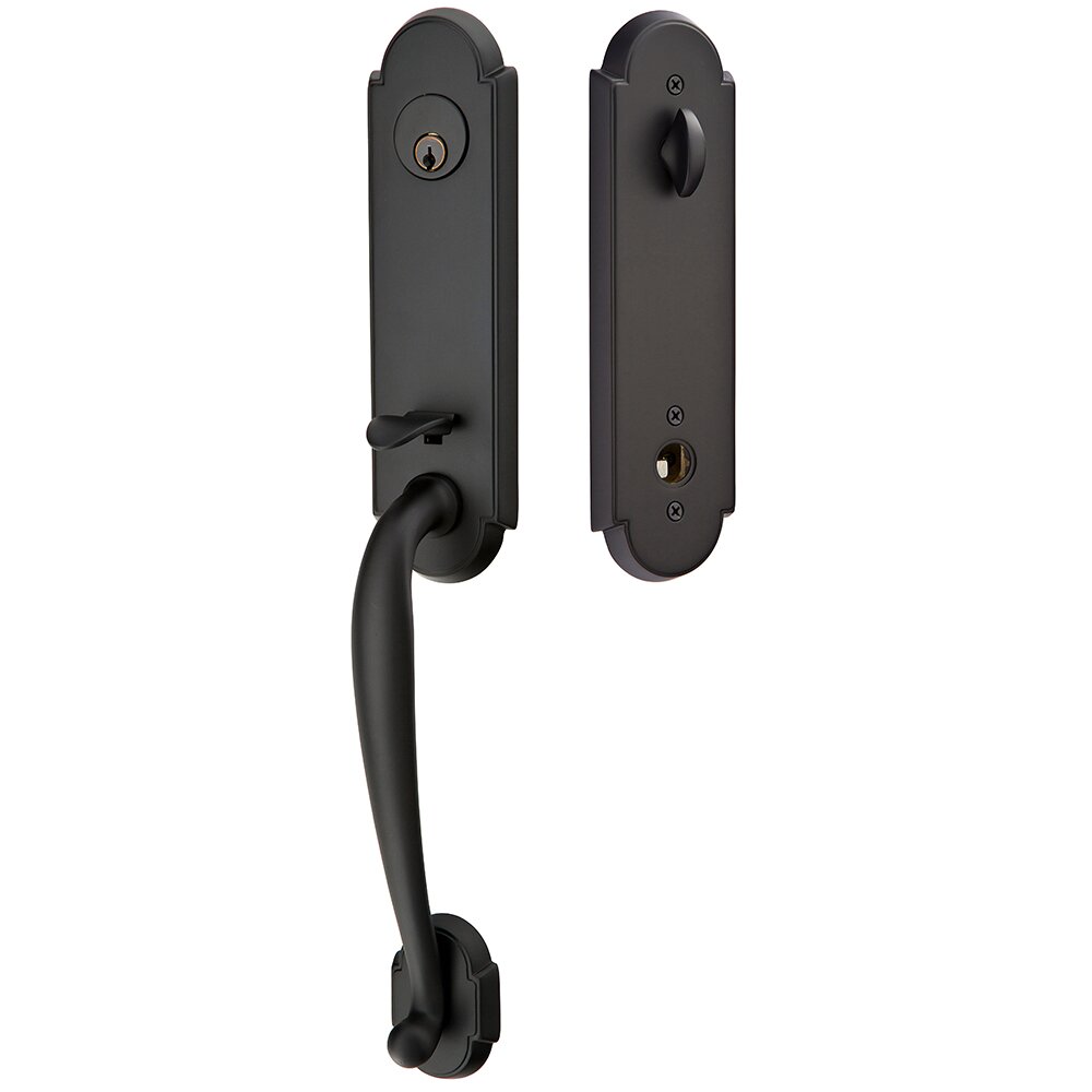 Emtek Single Cylinder Richmond Handleset with Turino Right Handed Lever in Flat Black