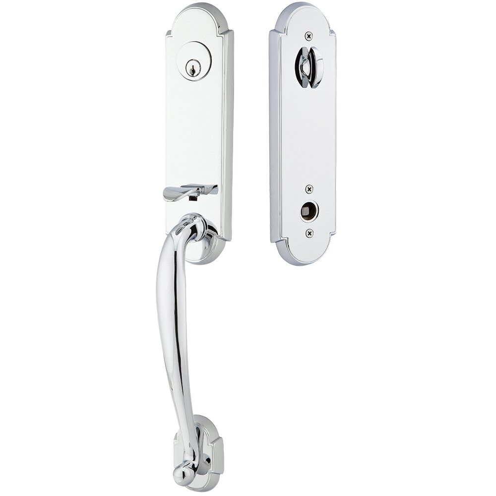 Emtek Single Cylinder Richmond Handleset with Milano Right Handed Lever in Polished Chrome