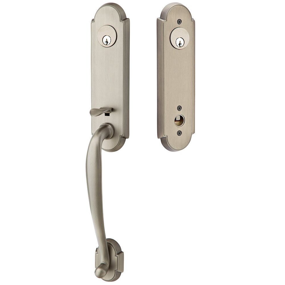 Emtek Double Cylinder Richmond Handleset with Providence Crystal Knob in Pewter