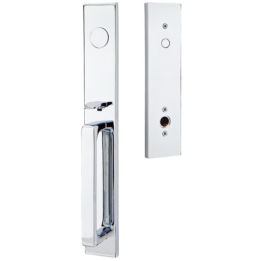 Emtek Dummy Lausanne Handleset with Luzern Right Handed Lever in Polished Chrome