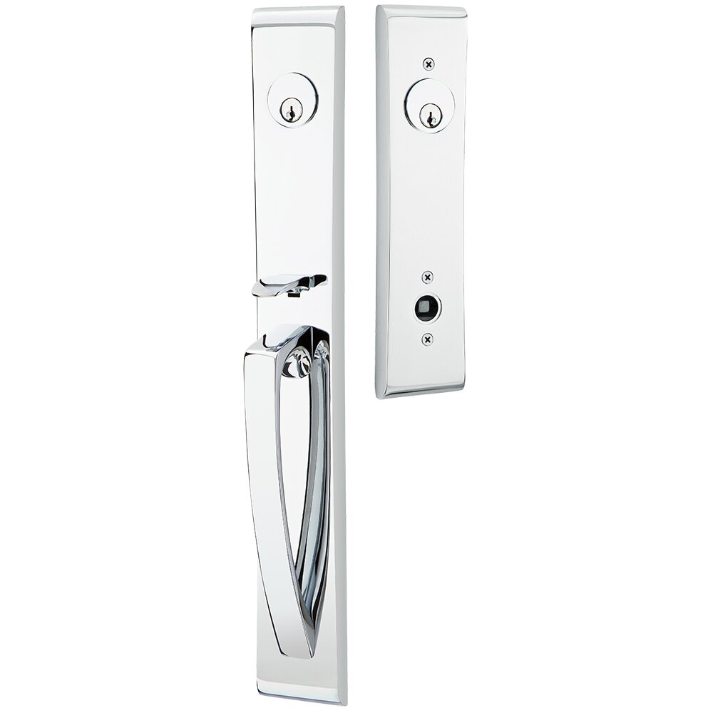 Emtek Double Cylinder Orion Handleset with Argos Right Handed Lever in Polished Chrome