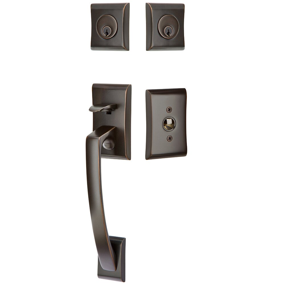 Emtek Double Cylinder Ares Handleset with Astoria Crystal Knob in Oil Rubbed Bronze