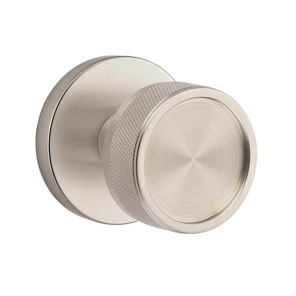 Emtek Double Dummy Disk Rosette with Conical Stem and Knurled Knob in Satin Nickel