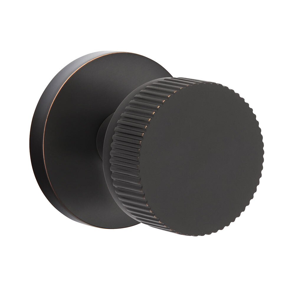 Emtek Single Dummy Disk Rosette with Conical Stem and Straight Knurled Knob in Oil Rubbed Bronze