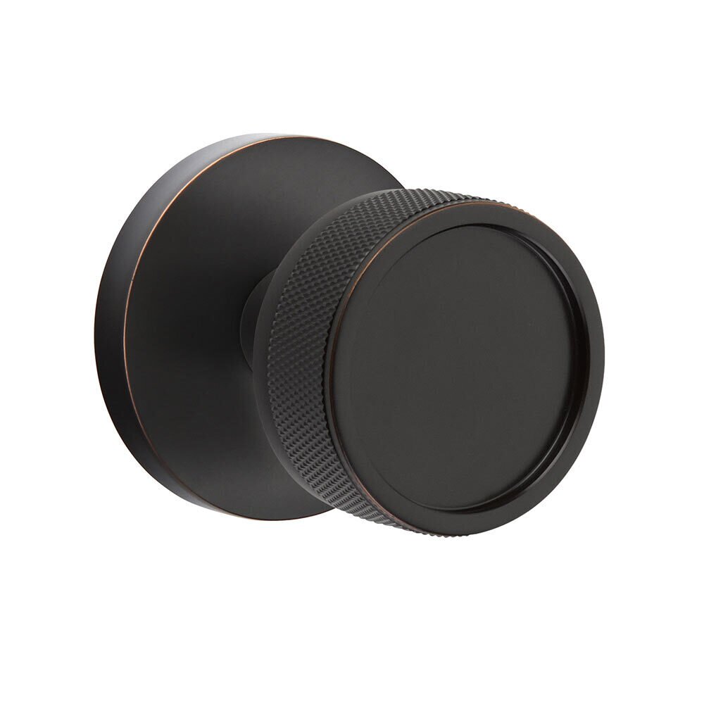 Emtek Passage Disk Rosette with Concealed Screws Conical Stem and Knurled Knob in Oil Rubbed Bronze