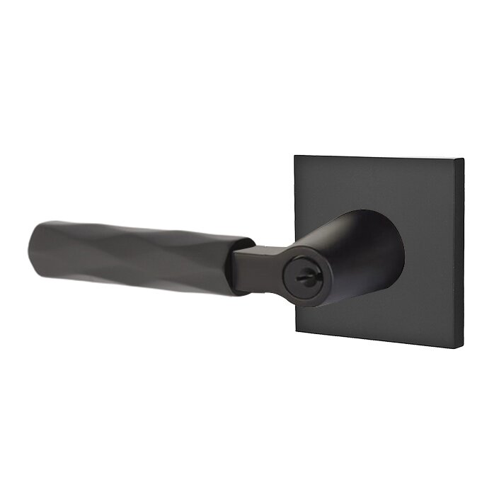 Emtek Key In L-Square Tribeca Left Handed Lever with Square Rosette in Flat Black