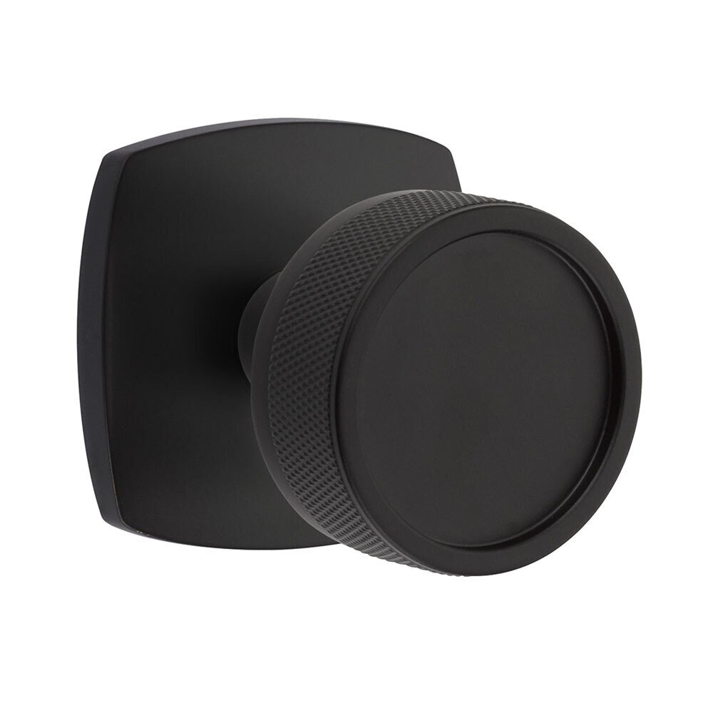 Emtek Double Dummy Urban Modern Rosette with Conical Stem and Knurled Knob in Flat Black