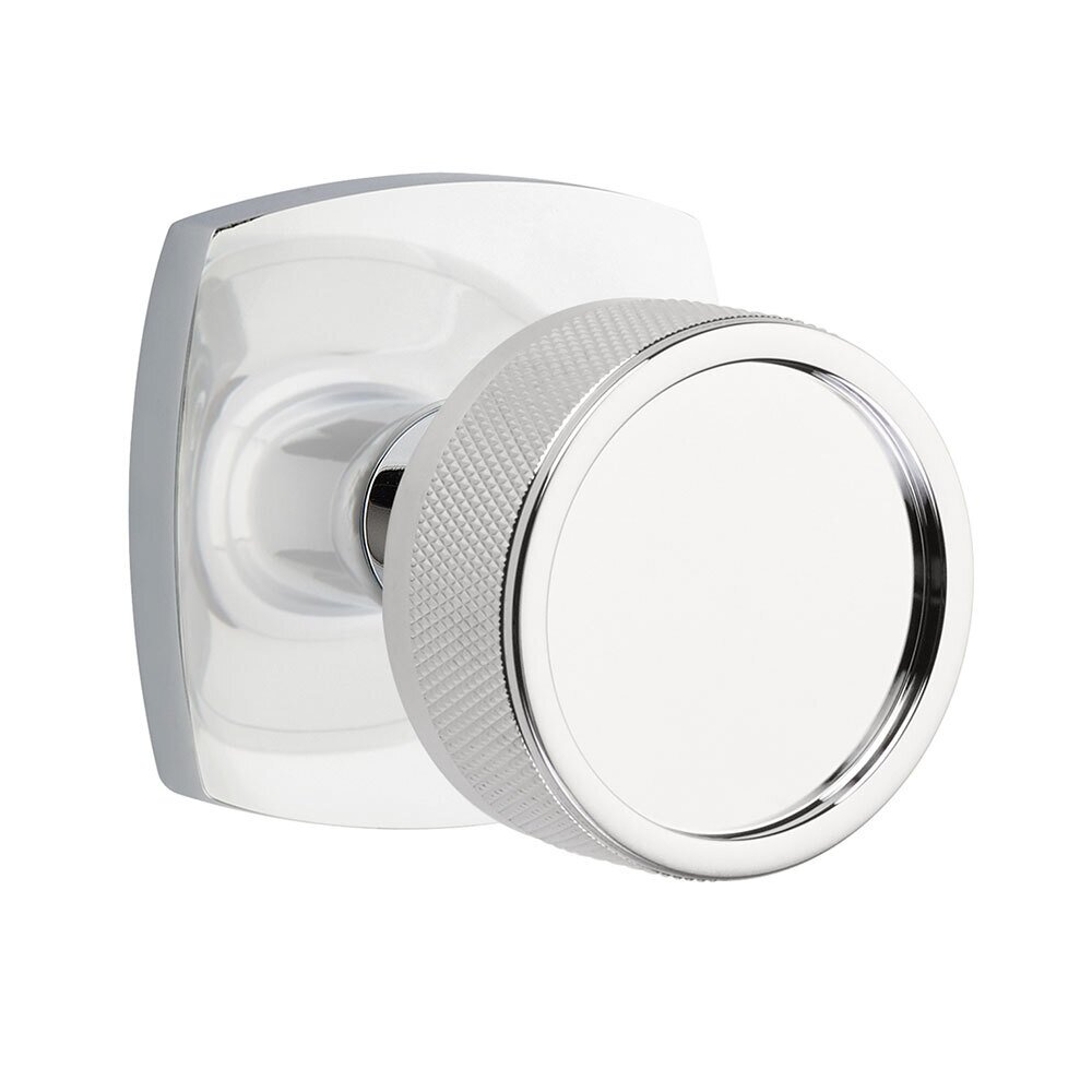 Emtek Double Dummy Urban Modern Rosette with Conical Stem and Knurled Knob in Polished Chrome