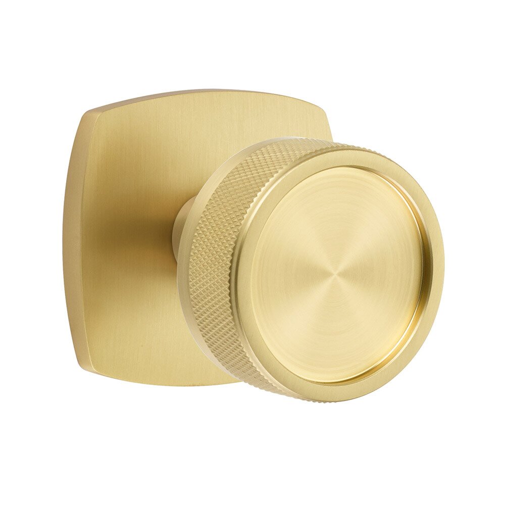 Emtek Double Dummy Urban Modern Rosette with Conical Stem and Knurled Knob in Satin Brass