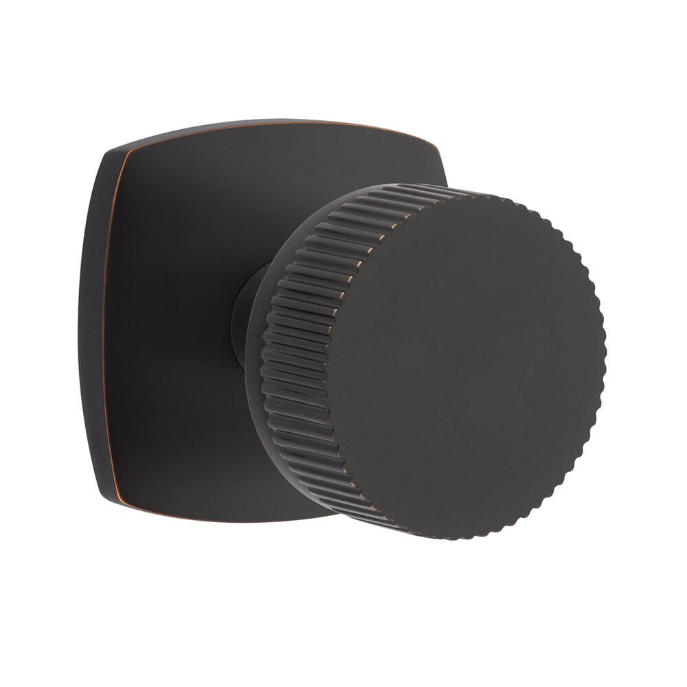 Emtek Double Dummy Urban Modern Rosette with Conical Stem and Straight Knurled Knob in Oil Rubbed Bronze