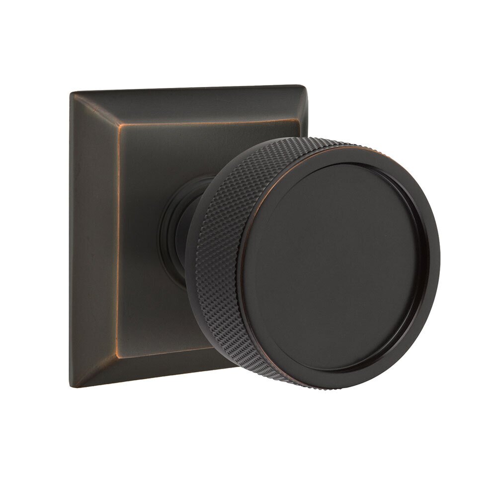 Emtek Passage Quincy Rosette with Conical Stem and Knurled Knob in Oil Rubbed Bronze