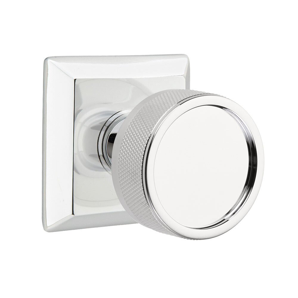 Emtek Passage Quincy Rosette with Conical Stem and Knurled Knob in Polished Chrome