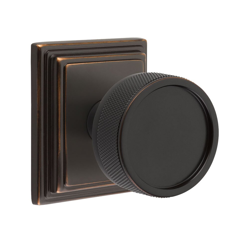 Emtek Passage Wilshire Rosette with Concealed Screws Conical Stem and Knurled Knob in Oil Rubbed Bronze