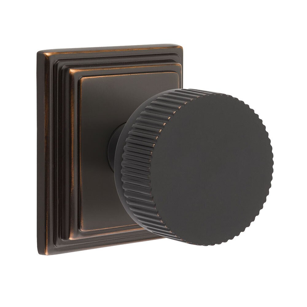 Emtek Passage Wilshire Rosette with Concealed Screws Conical Stem and Straight Knurled Knob in Oil Rubbed Bronze