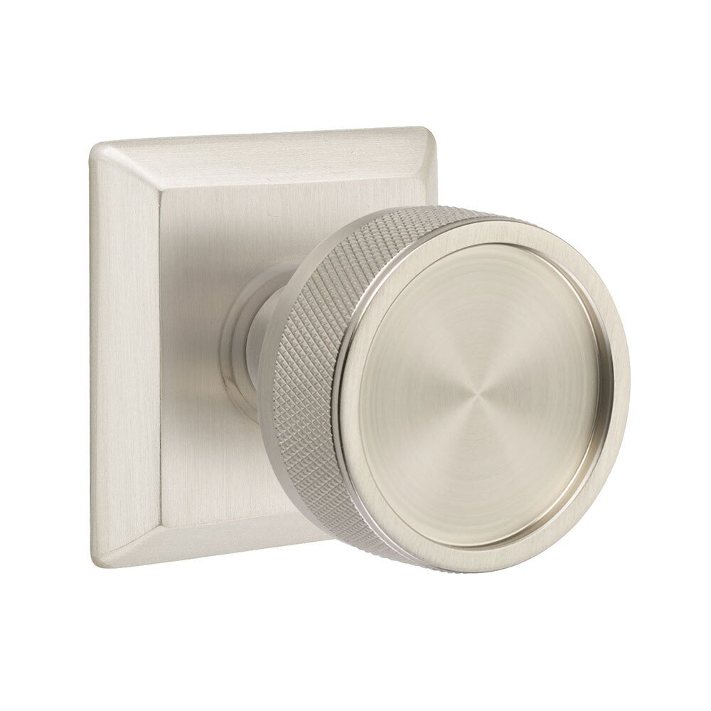 Emtek Privacy Quincy Rosette with Conical Stem and Knurled Knob in Satin Nickel